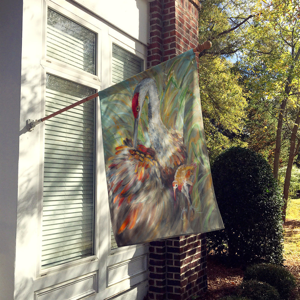 Sandhill Crane with baby House Flag 28x40 Porch Sleeve Pole Decorative Outside Yard Banner Artwork Wall Hanging, Polyester