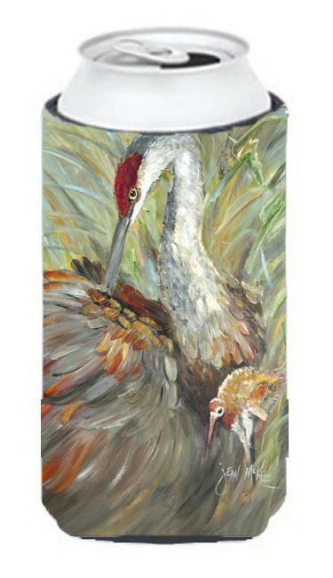 Sandhill Crane with baby Tall Boy Hugger Can Cooler Sleeve Machine Washable Drink Collapsible Insulator Beverage Insulated Holder