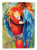 Red Parrot House Flag 28x40 Porch Sleeve Pole Decorative Outside Yard Banner Artwork Wall Hanging, Polyester