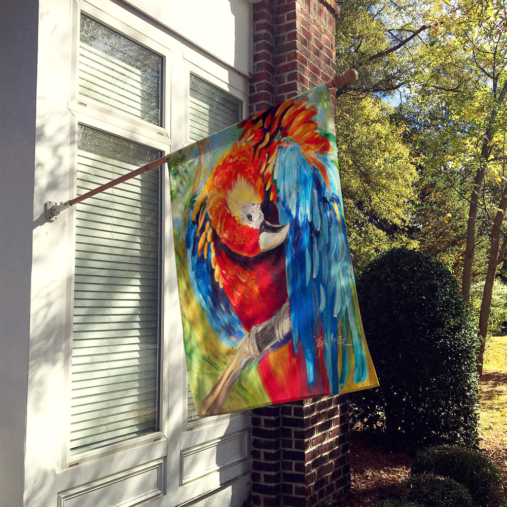 Red Parrot House Flag 28x40 Porch Sleeve Pole Decorative Outside Yard Banner Artwork Wall Hanging, Polyester