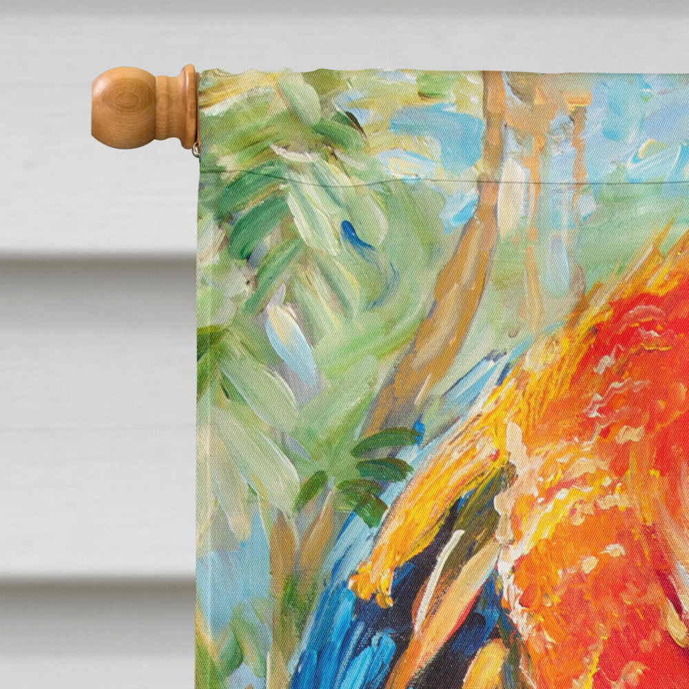Red Parrot House Flag 28x40 Porch Sleeve Pole Decorative Outside Yard Banner Artwork Wall Hanging, Polyester