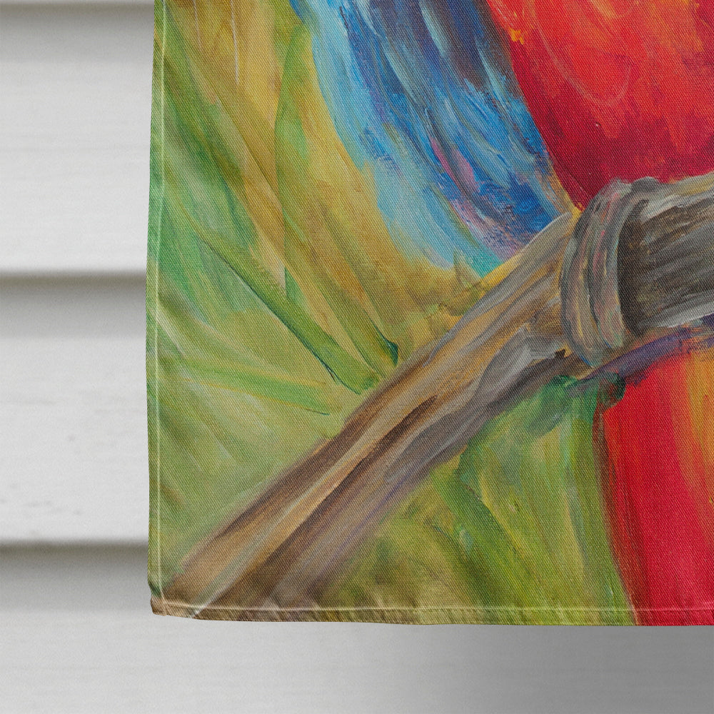 Red Parrot House Flag 28x40 Porch Sleeve Pole Decorative Outside Yard Banner Artwork Wall Hanging, Polyester
