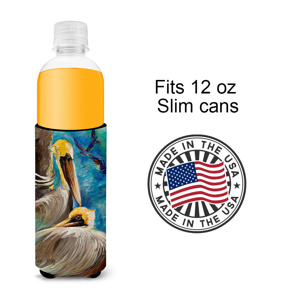 Pelicans Remembering Slim Can Hugger , Insulated Foam Hugger for 12 oz Slim Cans, Beer Bottles & Water Bottles, Printed in USA