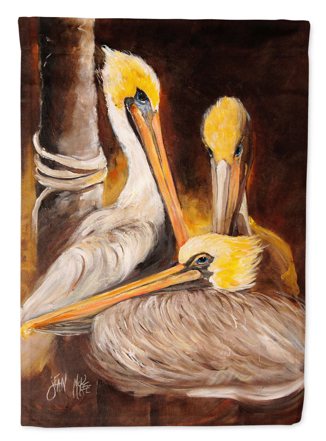 Brown Pelicans House Flag 28x40 Porch Sleeve Pole Decorative Outside Yard Banner Artwork Wall Hanging, Polyester