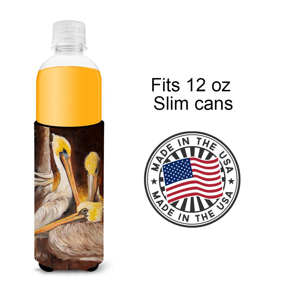 Brown Pelicans Slim Can Hugger , Insulated Foam Hugger for 12 oz Slim Cans, Beer Bottles & Water Bottles, Printed in USA