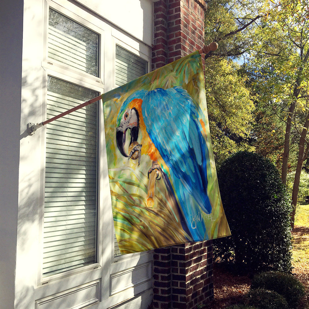 Blue Parrots House Flag 28x40 Porch Sleeve Pole Decorative Outside Yard Banner Artwork Wall Hanging, Polyester