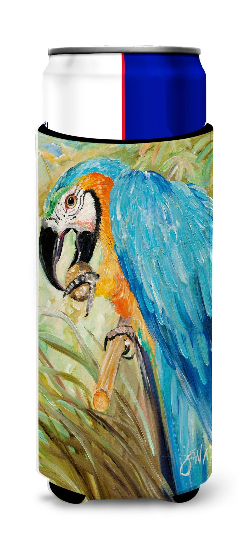 Blue Parrots Slim Can Hugger , Insulated Foam Hugger for 12 oz Slim Cans, Beer Bottles & Water Bottles, Printed in USA