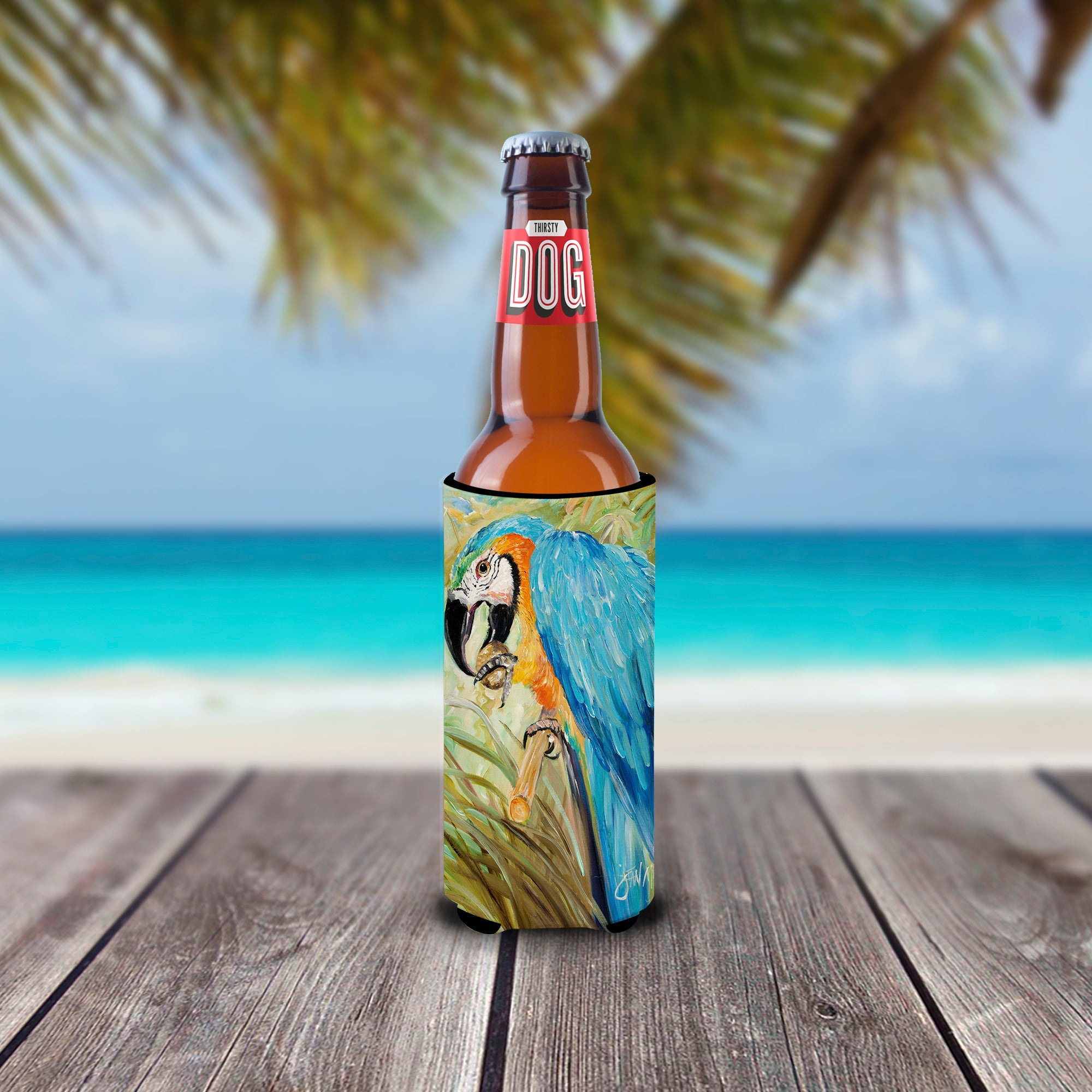 Blue Parrots Slim Can Hugger , Insulated Foam Hugger for 12 oz Slim Cans, Beer Bottles & Water Bottles, Printed in USA