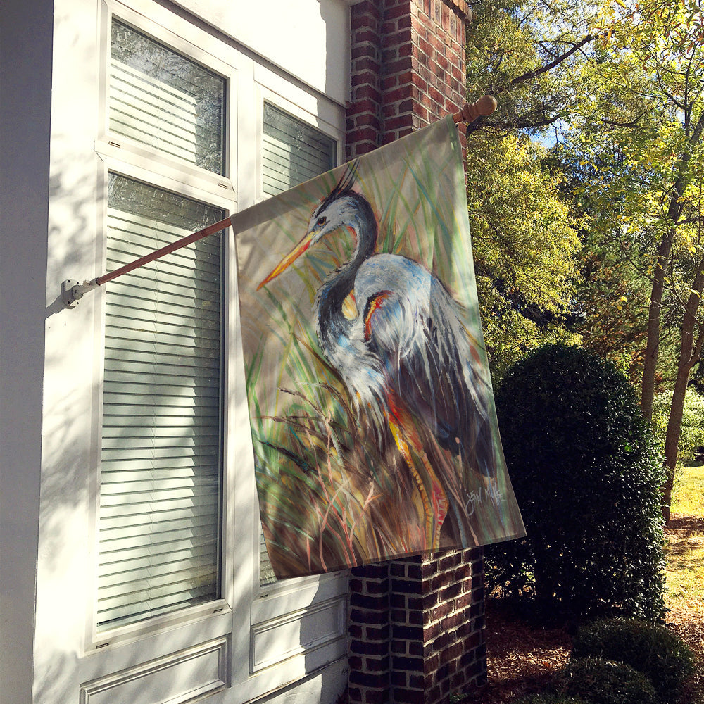 Blue Heron Gazing West House Flag 28x40 Porch Sleeve Pole Decorative Outside Yard Banner Artwork Wall Hanging, Polyester