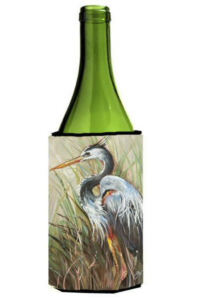 Blue Heron Gazing West Wine Bottle Hugger Gift Sleeve for Standard 750 ml Bottles, Insulated Reusable Also Fits Mini Shot & Pint Bottles