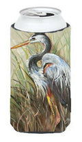 Blue Heron Gazing West Tall Boy Hugger Can Cooler Sleeve Machine Washable Drink Collapsible Insulator Beverage Insulated Holder