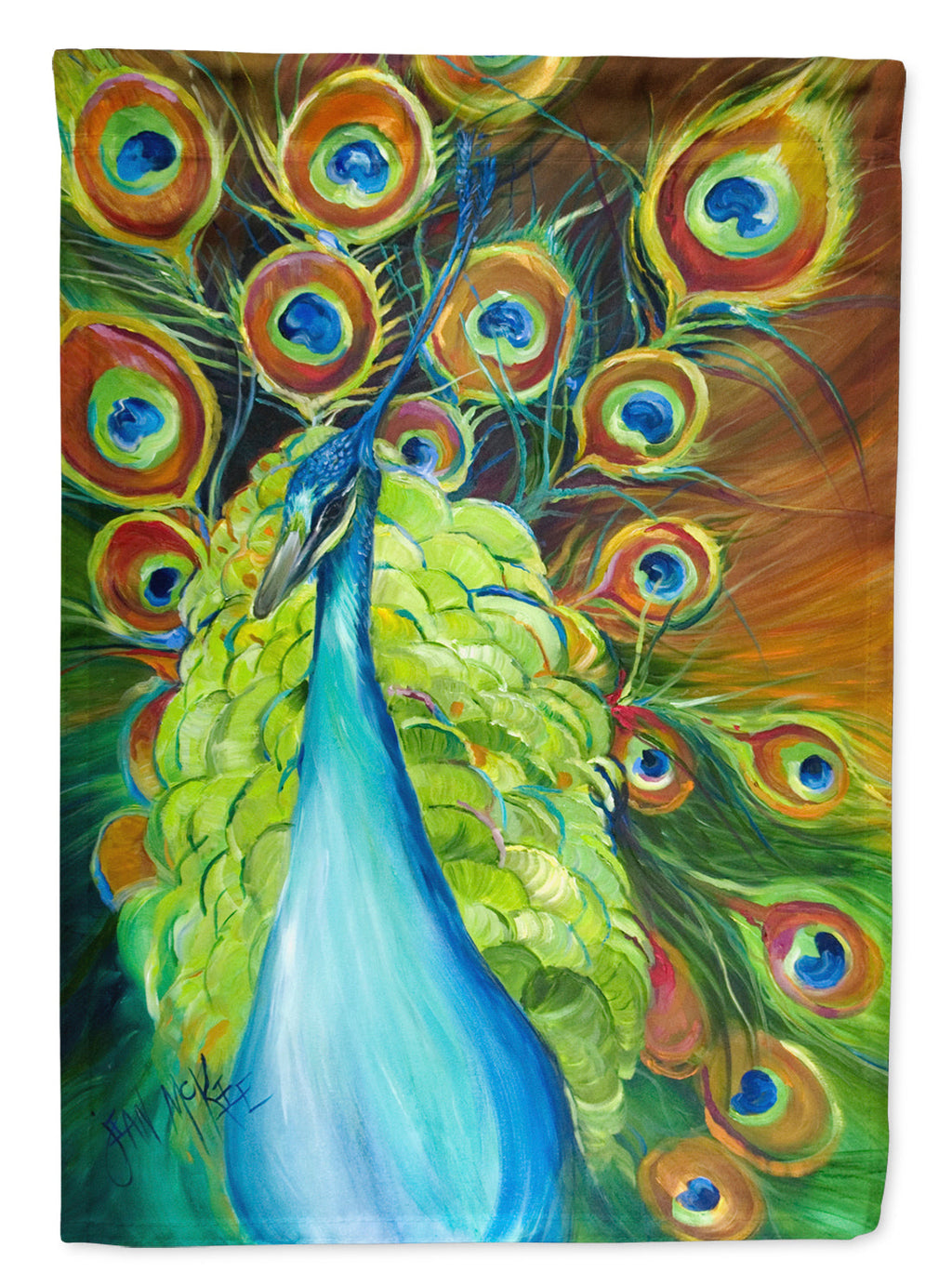 Bling Peacock House Flag 28x40 Porch Sleeve Pole Decorative Outside Yard Banner Artwork Wall Hanging, Polyester