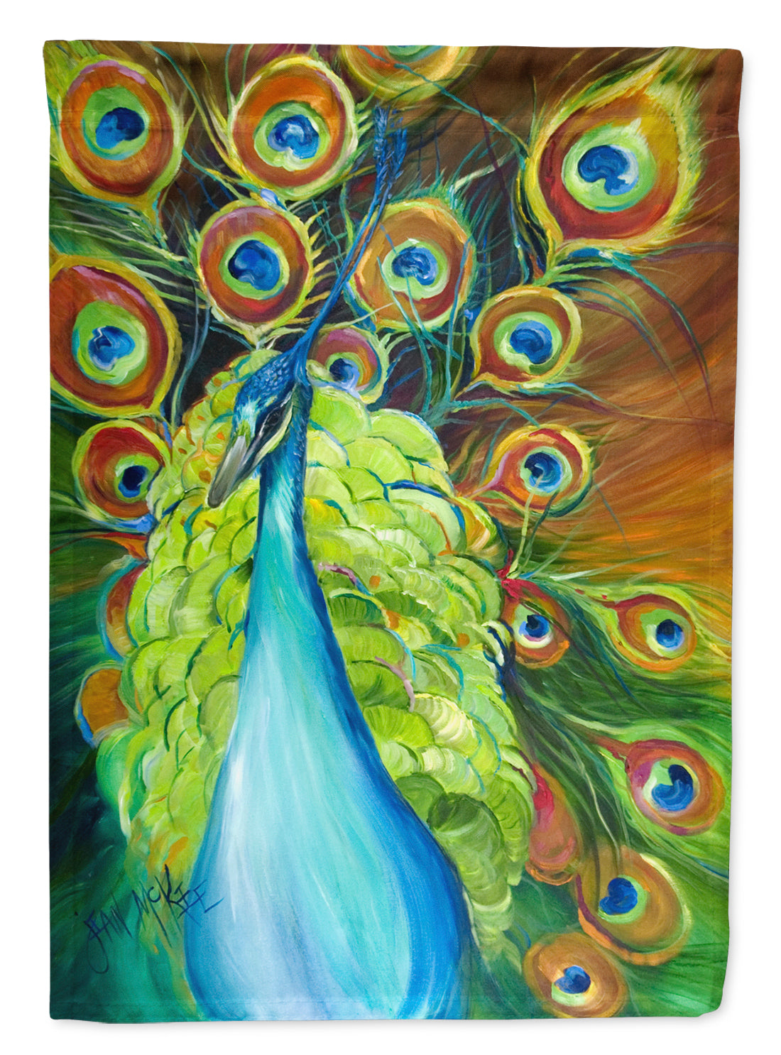 Bling Peacock House Flag 28x40 Porch Sleeve Pole Decorative Outside Yard Banner Artwork Wall Hanging, Polyester