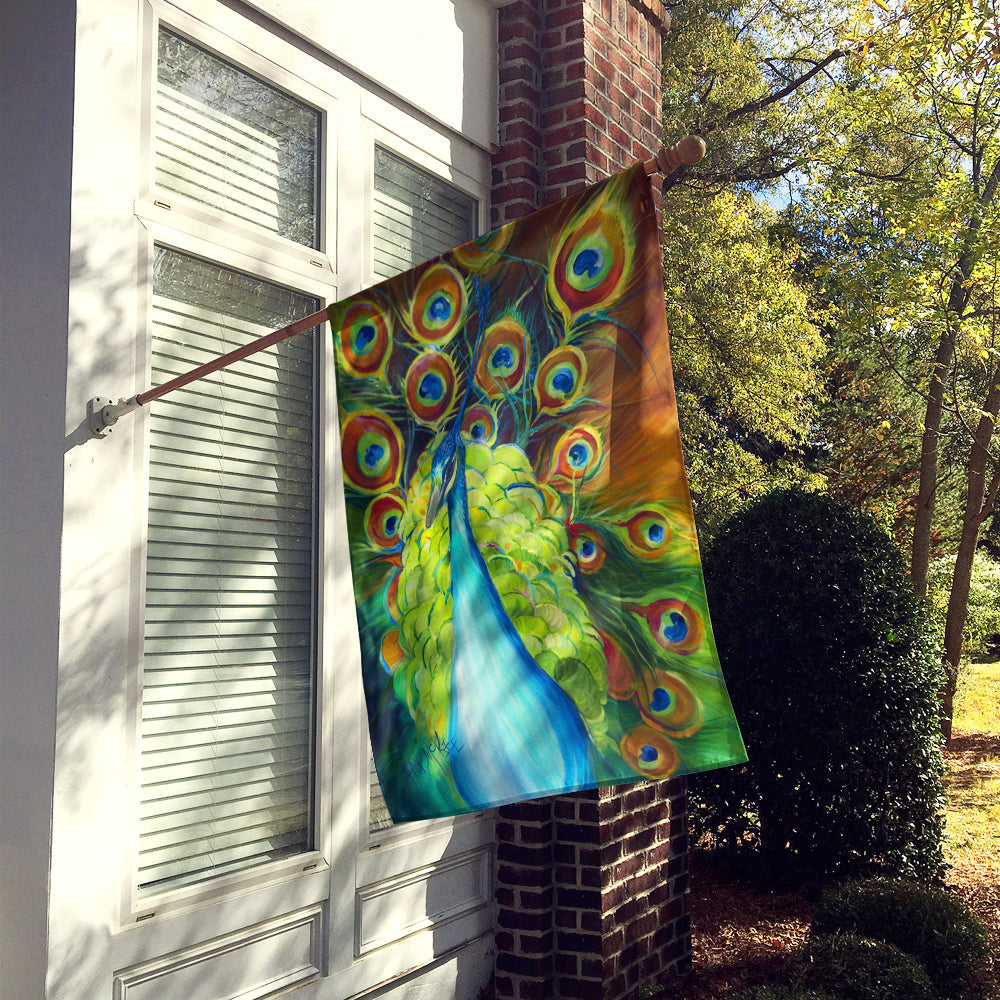 Bling Peacock House Flag 28x40 Porch Sleeve Pole Decorative Outside Yard Banner Artwork Wall Hanging, Polyester