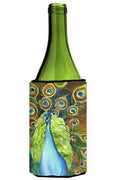 Bling Peacock Wine Bottle Hugger Gift Sleeve for Standard 750 ml Bottles, Insulated Reusable Also Fits Mini Shot & Pint Bottles
