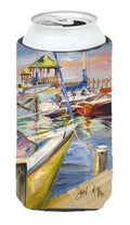 Boat Docks Sailboats Tall Boy Hugger Can Cooler Sleeve Machine Washable Drink Collapsible Insulator Beverage Insulated Holder