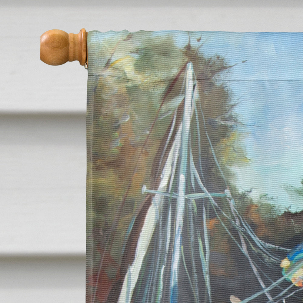 Shrimpers Cove and Shrimp Boats House Flag 28x40 Porch Sleeve Pole Decorative Outside Yard Banner Artwork Wall Hanging, Polyester
