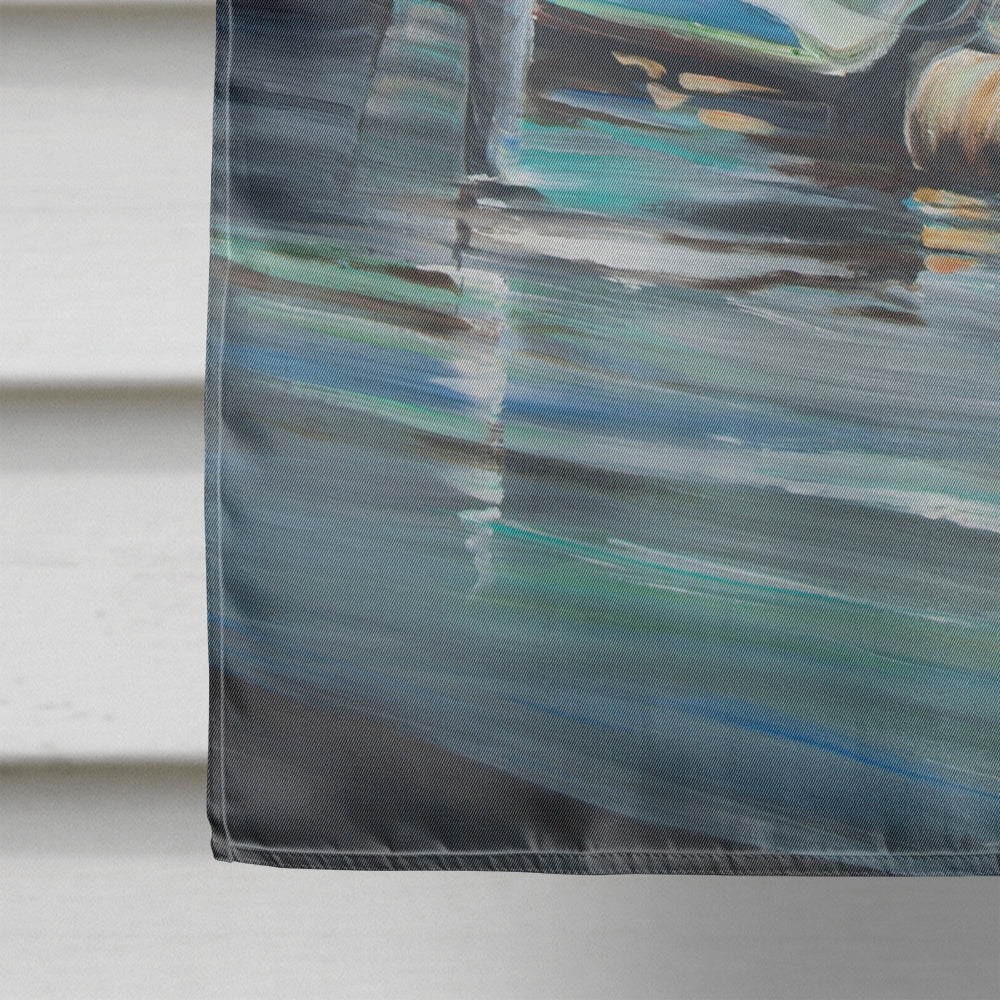 Shrimpers Cove and Shrimp Boats House Flag 28x40 Porch Sleeve Pole Decorative Outside Yard Banner Artwork Wall Hanging, Polyester