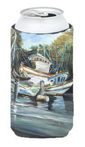 Shrimpers Cove and Shrimp Boats Tall Boy Hugger Can Cooler Sleeve Machine Washable Drink Collapsible Insulator Beverage Insulated Holder