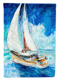 Sailboats in Blue House Flag 28x40 Porch Sleeve Pole Decorative Outside Yard Banner Artwork Wall Hanging, Polyester