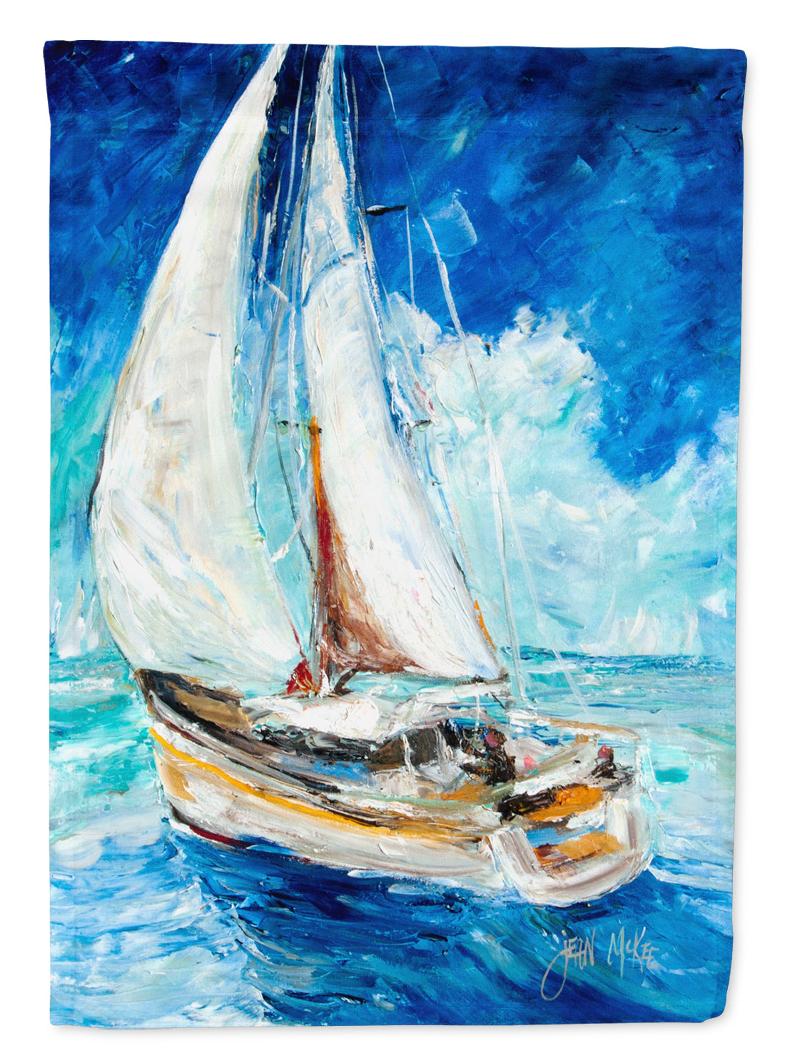 Sailboats in Blue House Flag 28x40 Porch Sleeve Pole Decorative Outside Yard Banner Artwork Wall Hanging, Polyester