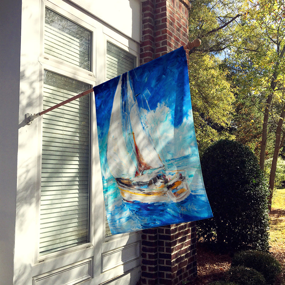 Sailboats in Blue House Flag 28x40 Porch Sleeve Pole Decorative Outside Yard Banner Artwork Wall Hanging, Polyester