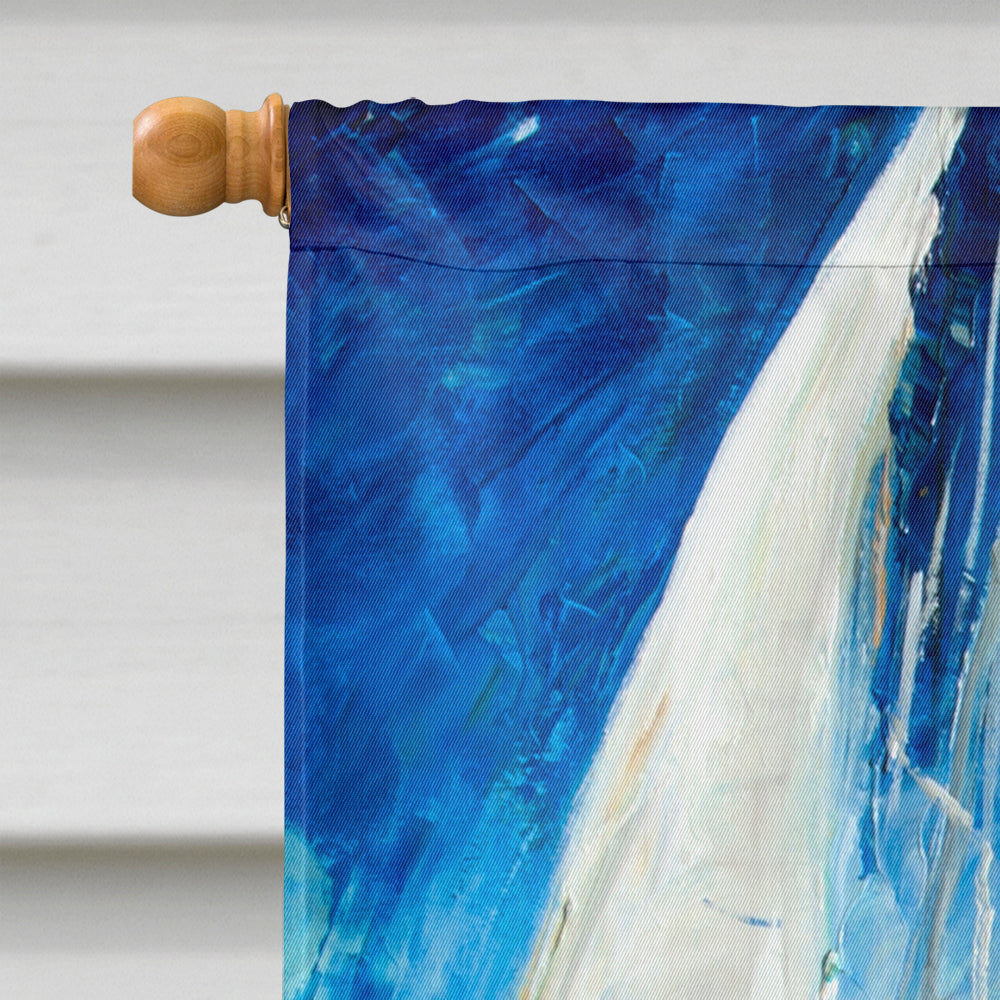 Sailboats in Blue House Flag 28x40 Porch Sleeve Pole Decorative Outside Yard Banner Artwork Wall Hanging, Polyester
