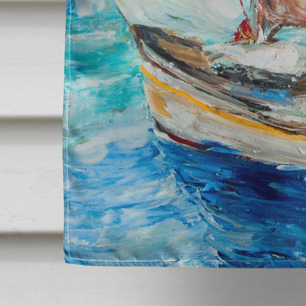 Sailboats in Blue House Flag 28x40 Porch Sleeve Pole Decorative Outside Yard Banner Artwork Wall Hanging, Polyester