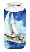 Sailboats in Blue Tall Boy Hugger Can Cooler Sleeve Machine Washable Drink Collapsible Insulator Beverage Insulated Holder