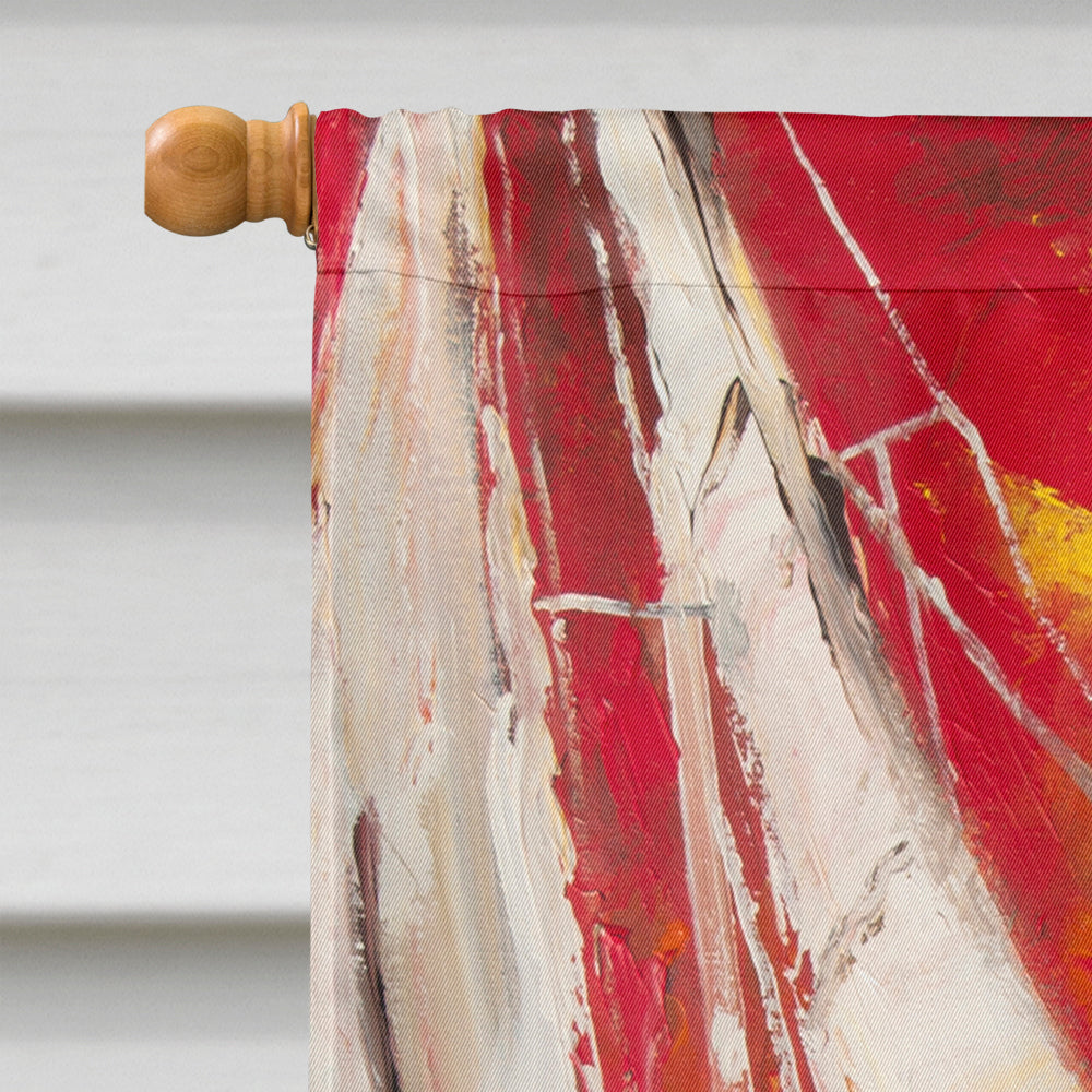 Red Sailboat House Flag 28x40 Porch Sleeve Pole Decorative Outside Yard Banner Artwork Wall Hanging, Polyester