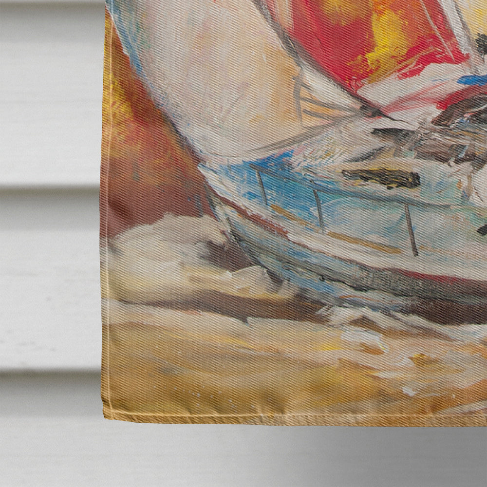 Red Sailboat House Flag 28x40 Porch Sleeve Pole Decorative Outside Yard Banner Artwork Wall Hanging, Polyester