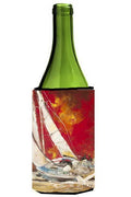 Red Sailboat Wine Bottle Hugger Gift Sleeve for Standard 750 ml Bottles, Insulated Reusable Also Fits Mini Shot & Pint Bottles