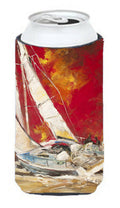 Red Sailboat Tall Boy Hugger Can Cooler Sleeve Machine Washable Drink Collapsible Insulator Beverage Insulated Holder