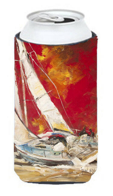 Red Sailboat Tall Boy Hugger Can Cooler Sleeve Machine Washable Drink Collapsible Insulator Beverage Insulated Holder