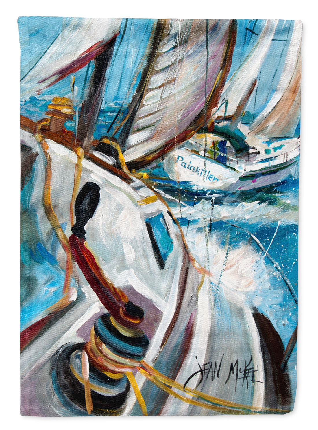 Pain Killer Sailboat Race House Flag 28x40 Porch Sleeve Pole Decorative Outside Yard Banner Artwork Wall Hanging, Polyester