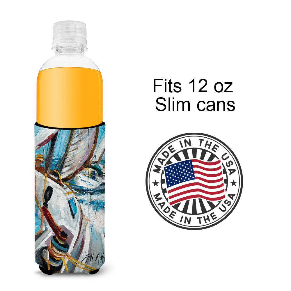 Pain Killer Sailboat Race Slim Can Hugger , Insulated Foam Hugger for 12 oz Slim Cans, Beer Bottles & Water Bottles, Printed in USA