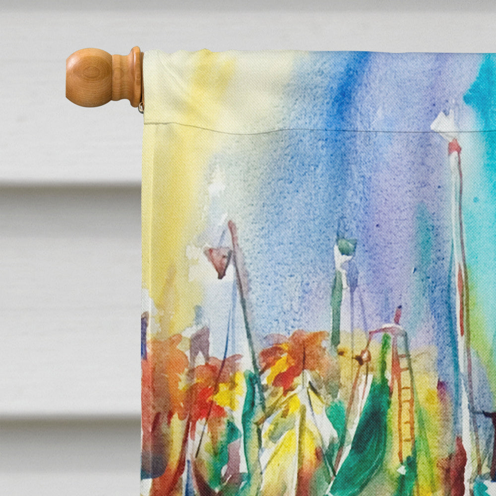 Ocean Springs Shrimp Boats House Flag 28x40 Porch Sleeve Pole Decorative Outside Yard Banner Artwork Wall Hanging, Polyester