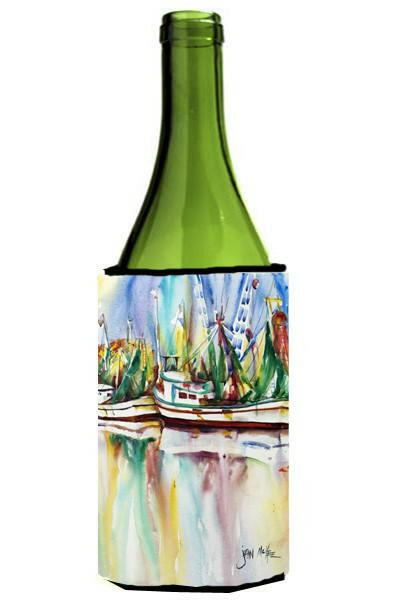 Ocean Springs Shrimp Boats Wine Bottle Hugger Gift Sleeve for Standard 750 ml Bottles, Insulated Reusable Also Fits Mini Shot & Pint Bottles