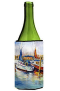 Mississippi Sailboats Wine Bottle Hugger Gift Sleeve for Standard 750 ml Bottles, Insulated Reusable Also Fits Mini Shot & Pint Bottles