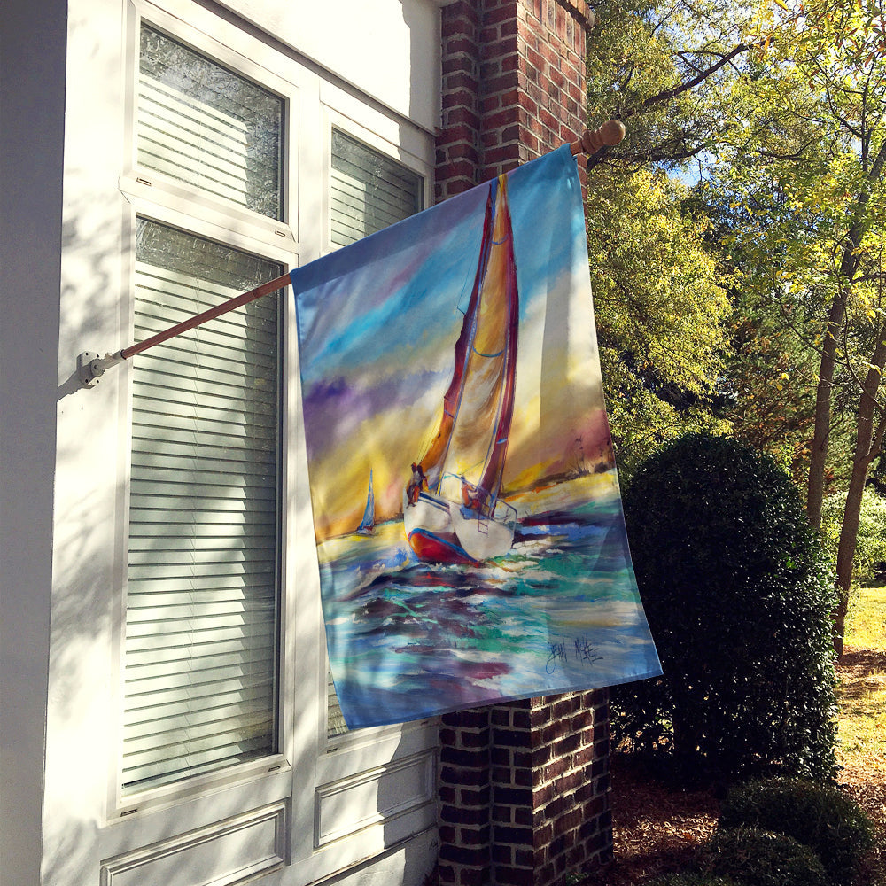 Horn Island Sailboat Race House Flag 28x40 Porch Sleeve Pole Decorative Outside Yard Banner Artwork Wall Hanging, Polyester