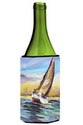 Horn Island Sailboat Race Wine Bottle Hugger Gift Sleeve for Standard 750 ml Bottles, Insulated Reusable Also Fits Mini Shot & Pint Bottles