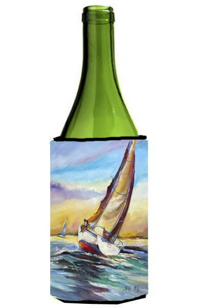 Horn Island Sailboat Race Wine Bottle Hugger Gift Sleeve for Standard 750 ml Bottles, Insulated Reusable Also Fits Mini Shot & Pint Bottles