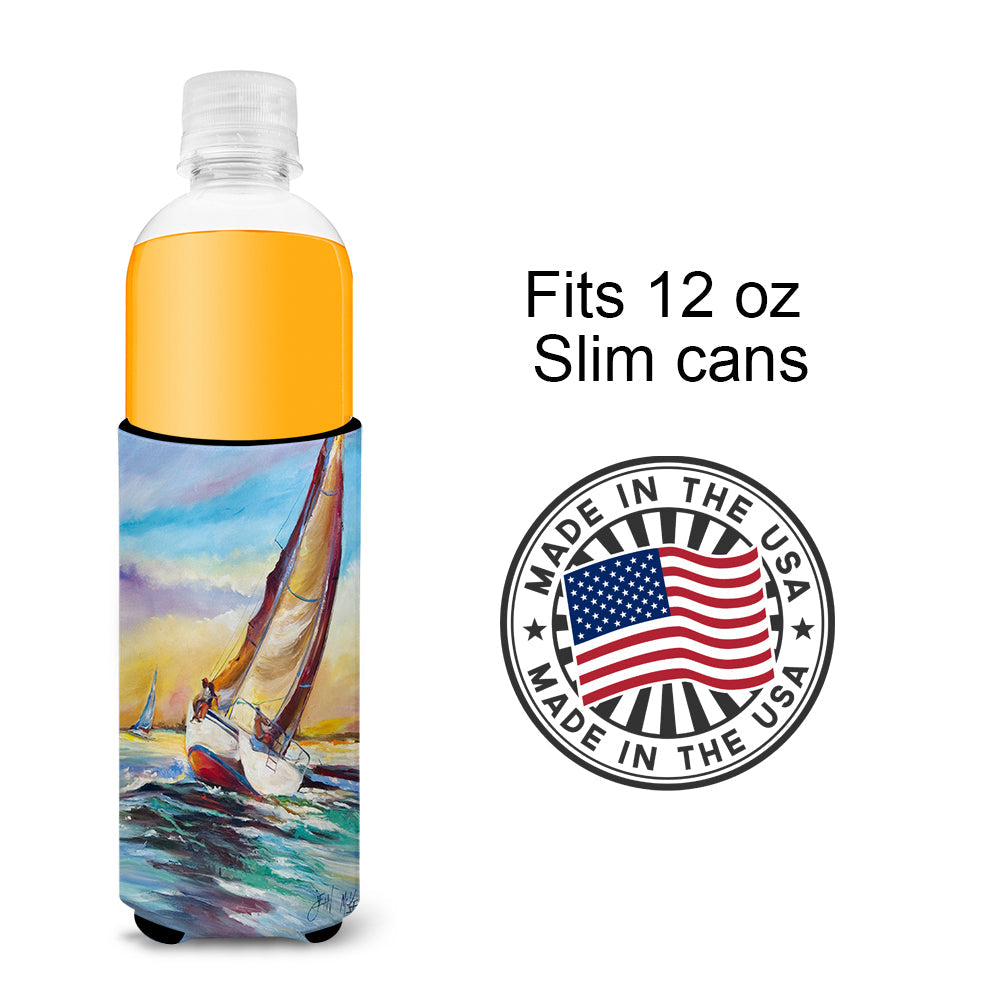 Horn Island Sailboat Race Slim Can Hugger , Insulated Foam Hugger for 12 oz Slim Cans, Beer Bottles & Water Bottles, Printed in USA