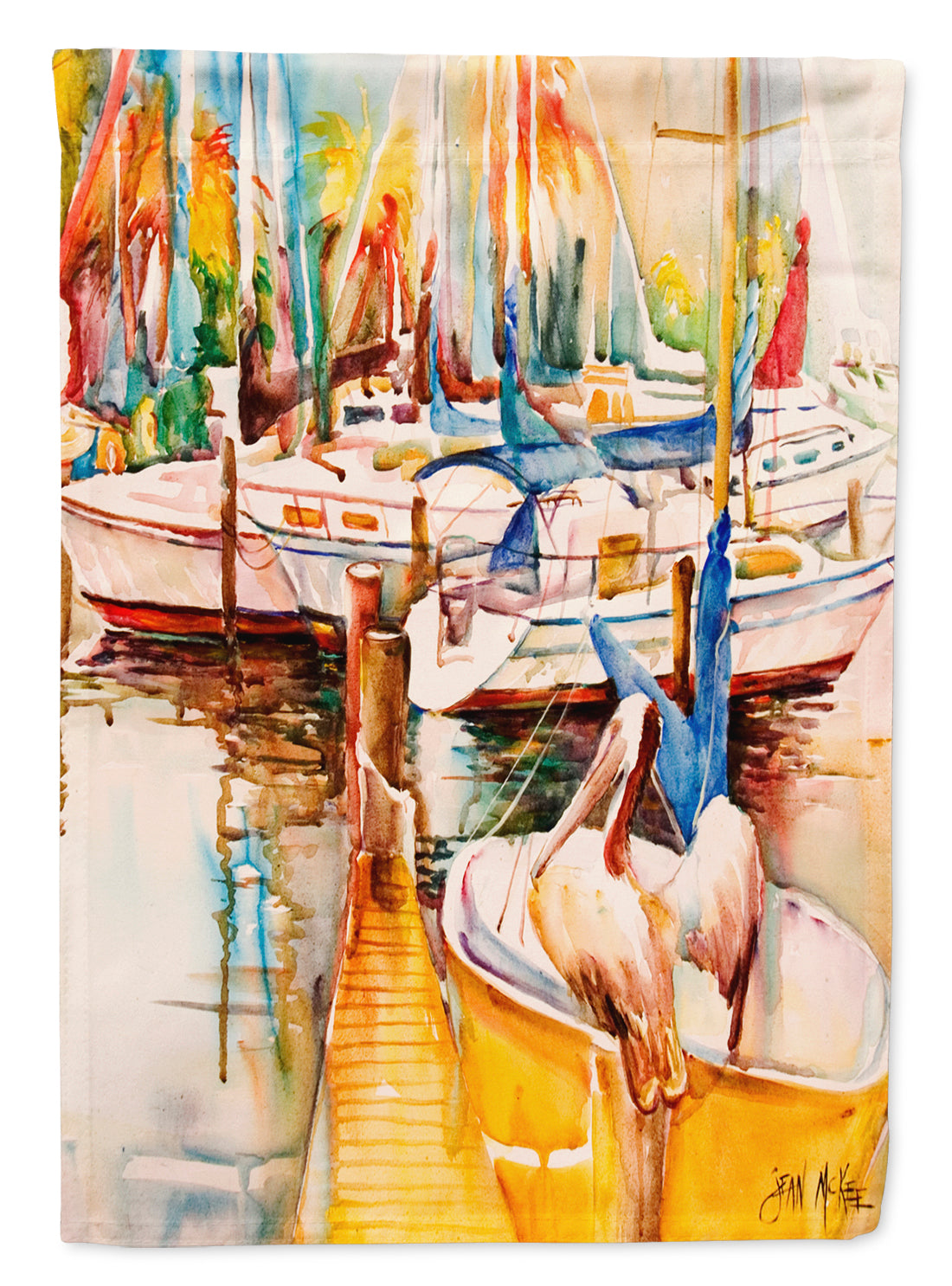 Sailboats and Pelicans House Flag 28x40 Porch Sleeve Pole Decorative Outside Yard Banner Artwork Wall Hanging, Polyester