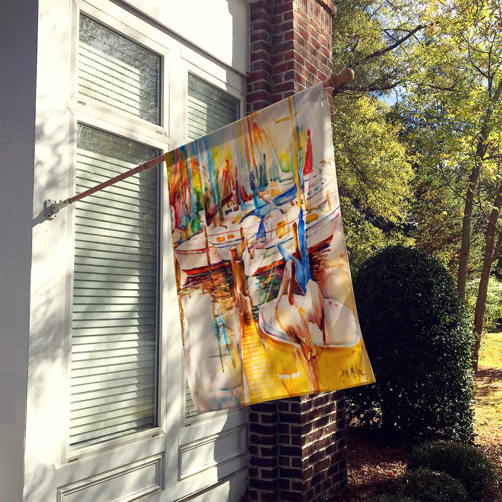 Sailboats and Pelicans House Flag 28x40 Porch Sleeve Pole Decorative Outside Yard Banner Artwork Wall Hanging, Polyester