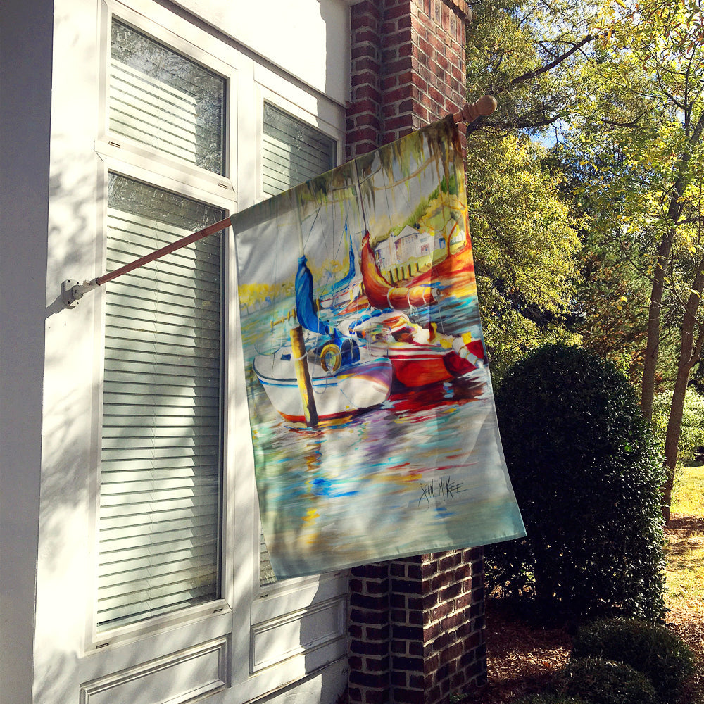 Ecor Rouge Sailboat House Flag 28x40 Porch Sleeve Pole Decorative Outside Yard Banner Artwork Wall Hanging, Polyester