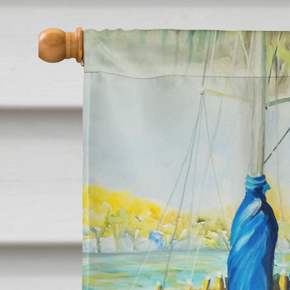 Ecor Rouge Sailboat House Flag 28x40 Porch Sleeve Pole Decorative Outside Yard Banner Artwork Wall Hanging, Polyester