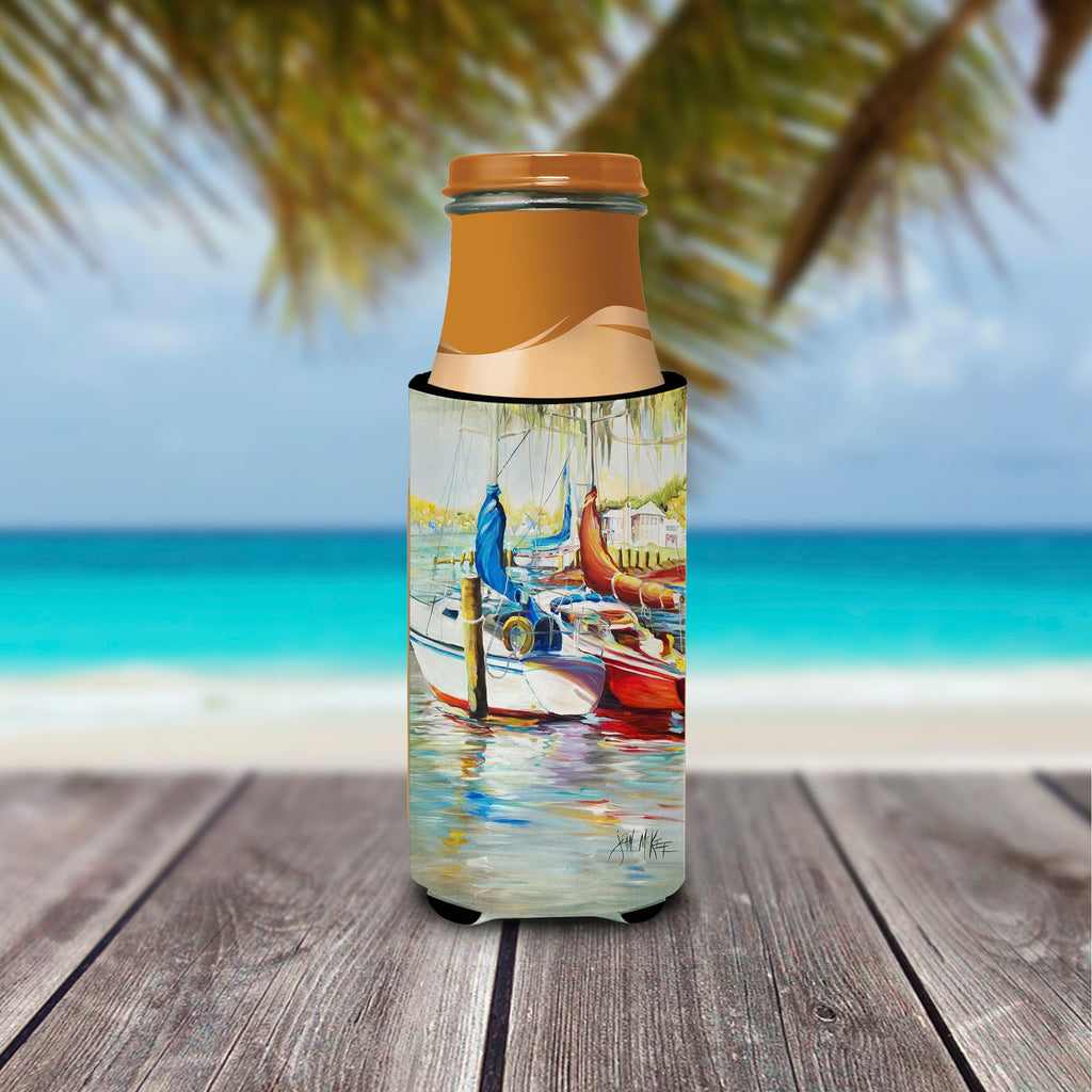Ecor Rouge Sailboat Slim Can Hugger , Insulated Foam Hugger for 12 oz Slim Cans, Beer Bottles & Water Bottles, Printed in USA