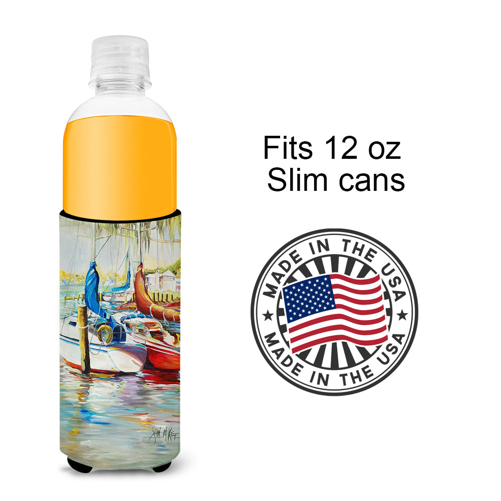 Ecor Rouge Sailboat Slim Can Hugger , Insulated Foam Hugger for 12 oz Slim Cans, Beer Bottles & Water Bottles, Printed in USA