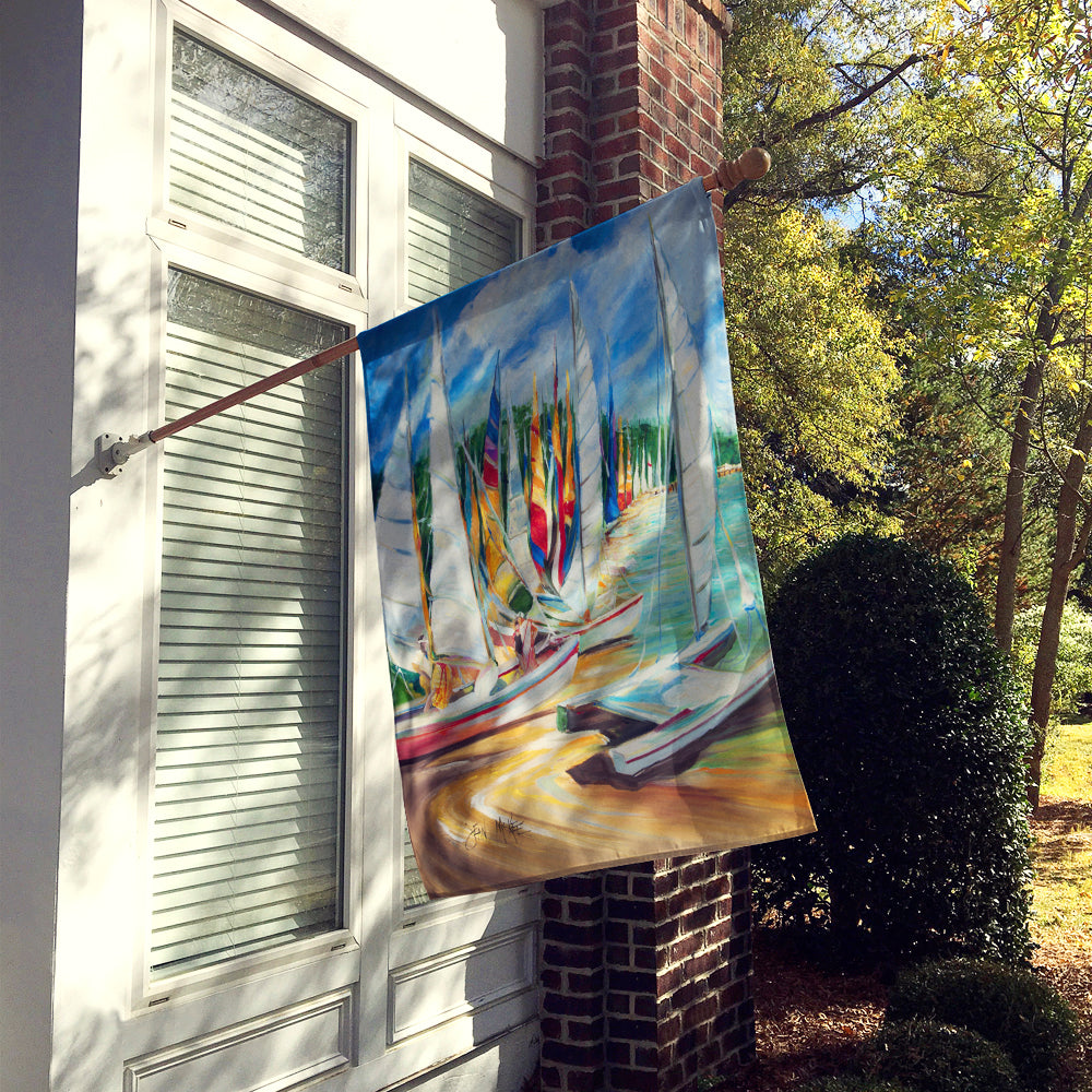 Eastern Shore Sailboats House Flag 28x40 Porch Sleeve Pole Decorative Outside Yard Banner Artwork Wall Hanging, Polyester